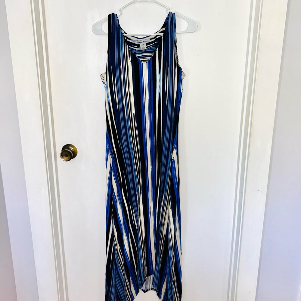 Tommy Bahama Blue and Black Striped Maxi Dress